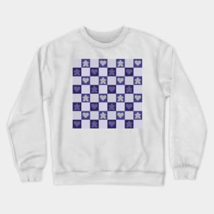 Purple Periwinkle Meeple Gingham Check | Game Night Picnic Checkerboard Crewneck Sweatshirt